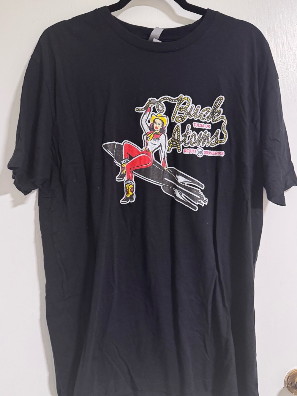 t shirt men Black XL Cowgirl Western Buck Atoms Comfy Tee Shirt Vintage Style Xl - Picture 3 of 4